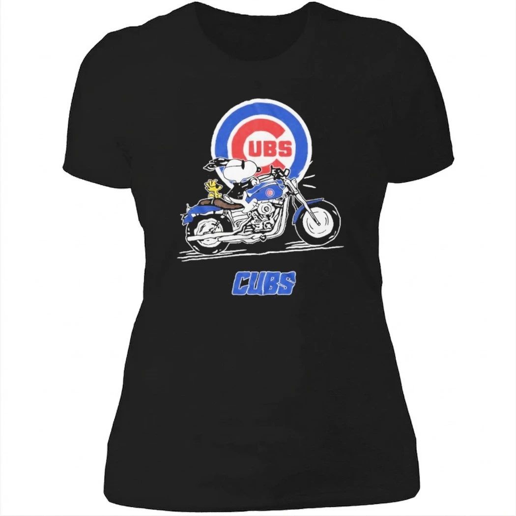 Cubs Snoopy Woodstock Motorcycle Rider Biker Fan Shirt