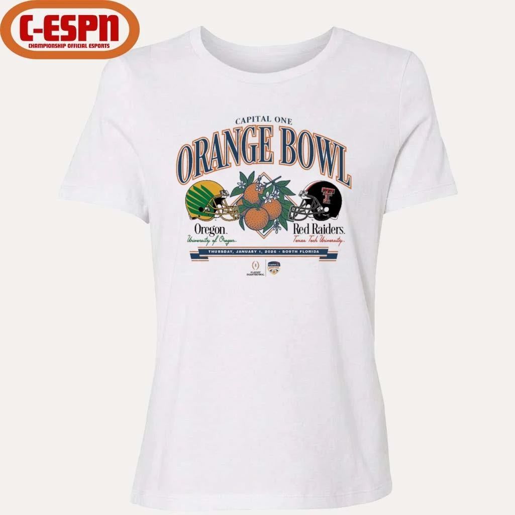 Texas Tech University vs. University Of Oregon 2026 Capital One Orange Bowl shirt