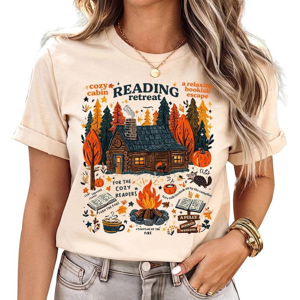 Reading Retreat Fall Book Lover Book Fall Tee Autumn Readers Book Lover Reader Book Club (1)