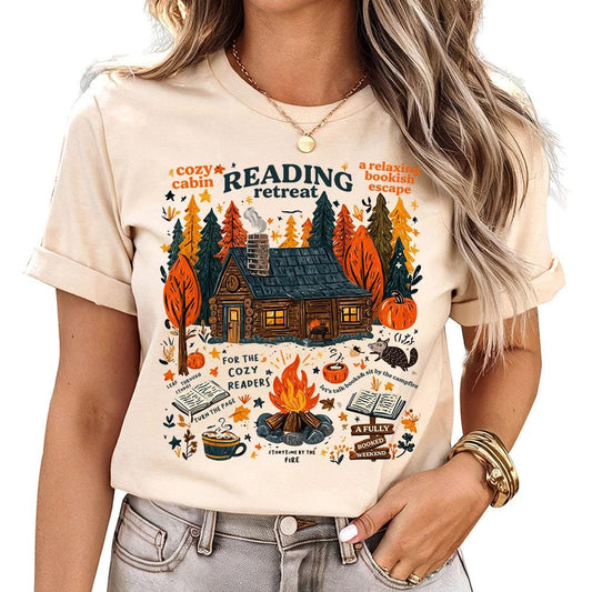 Reading Retreat Fall Book Lover Book Fall Tee Autumn Readers Book Lover Reader Book Club (1)