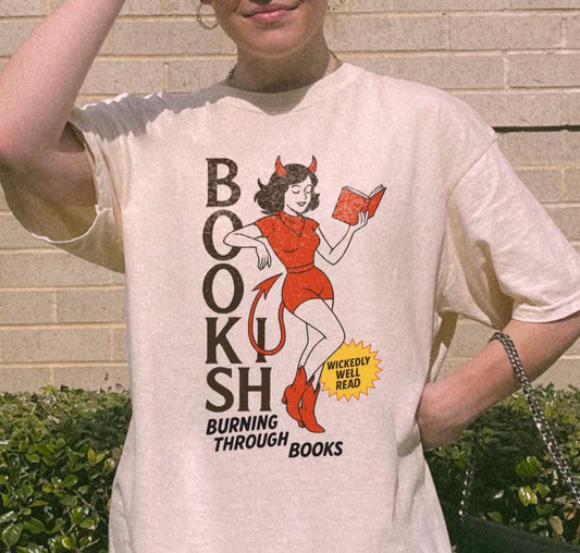 Devil Bookish Book Lover Well Read Dark Romance Books Reader Tee Read Book Club Smu (1)