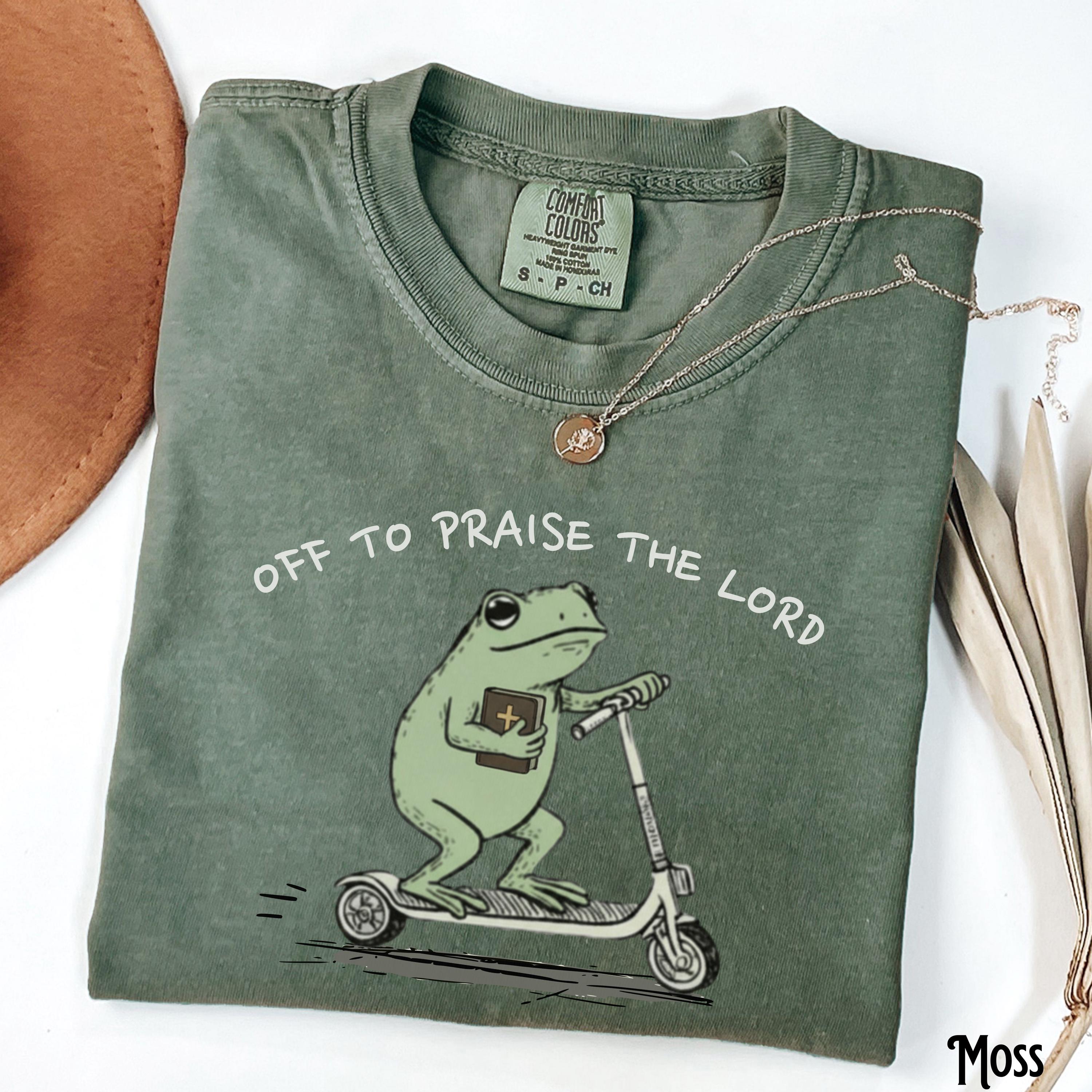 Comfort Colors Christian Garment-Dyed Tee Frog Off Praise Lord Bible Study Jesus Church Faith Humor (1)