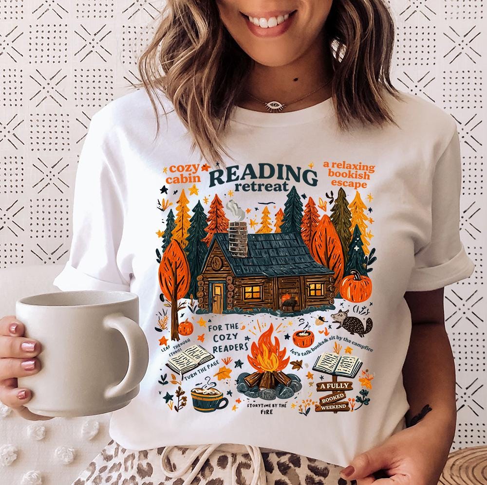 Reading Retreat Fall Book Lover Book Fall Tee Autumn Readers Book Lover Reader Book Club (2)