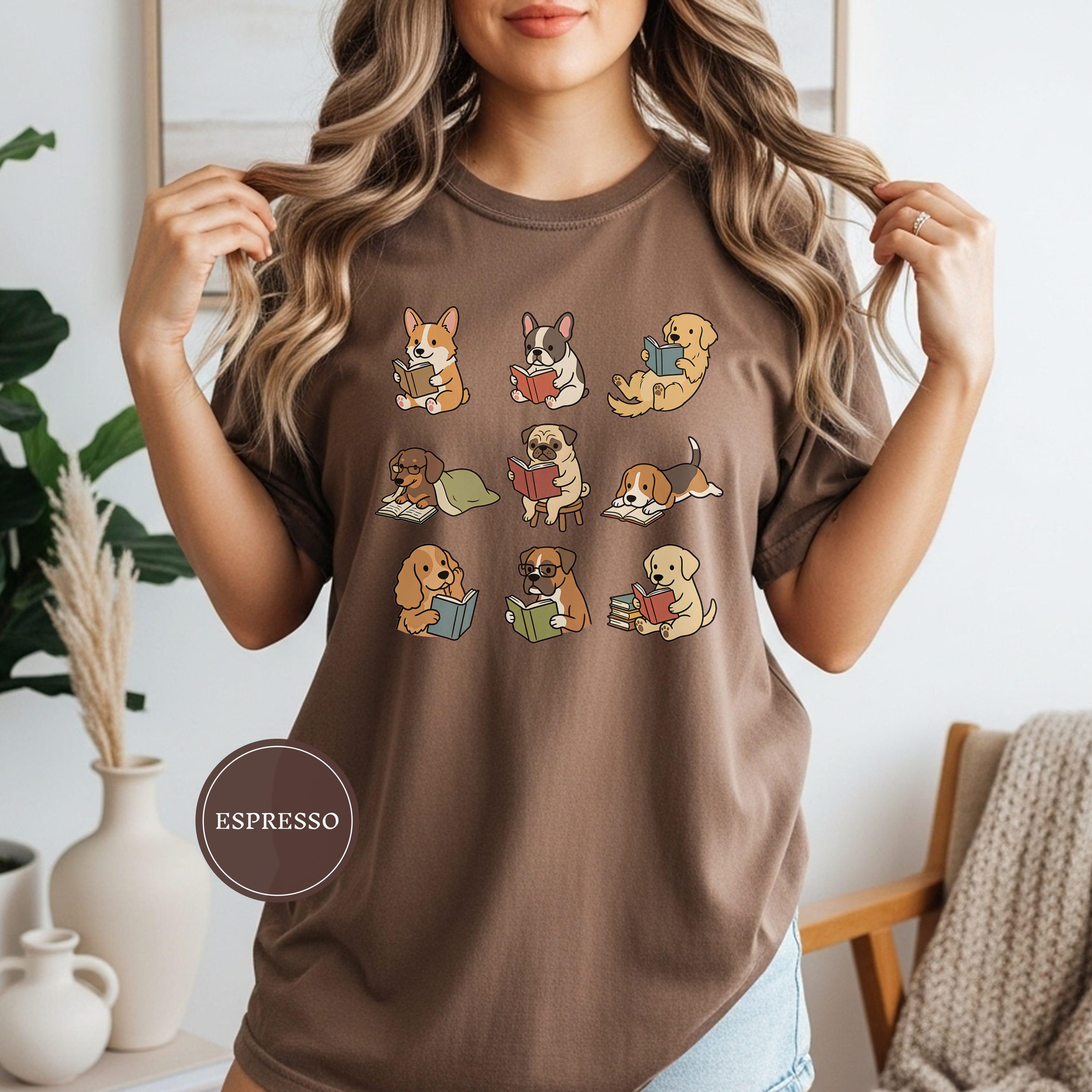Dog Reading Dogs Books Tee Dog Lover Animal Book Lover Dog (2)