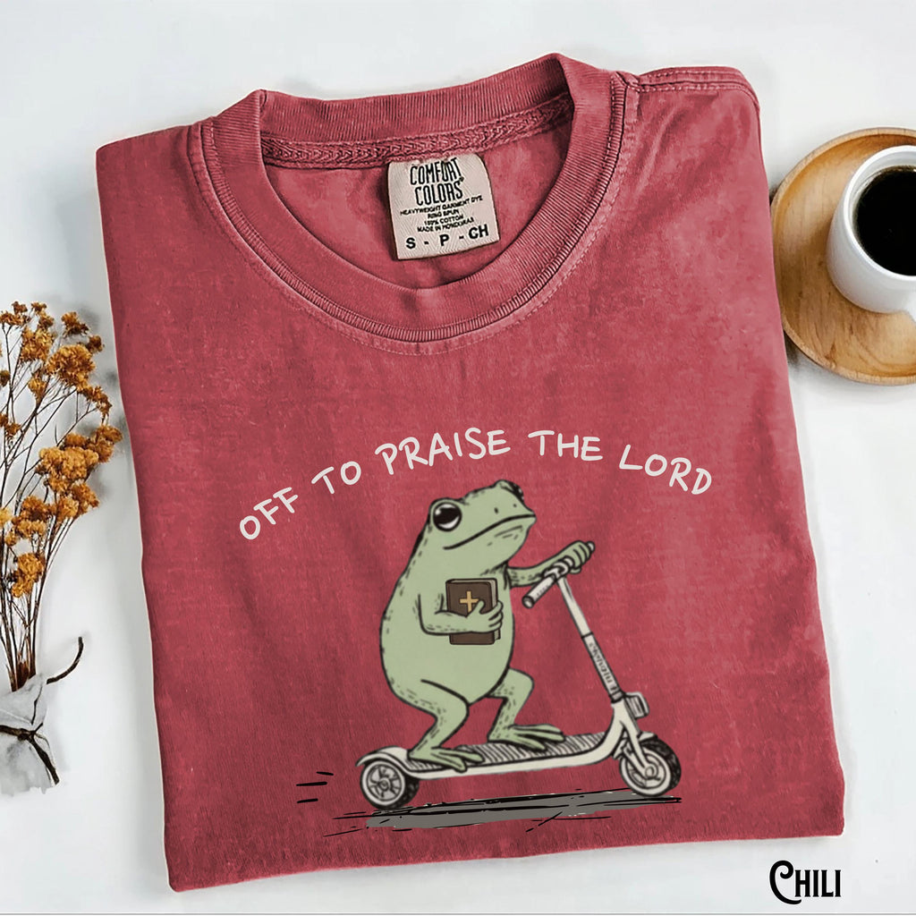 Comfort Colors Christian Garment-Dyed Tee Frog Off Praise Lord Bible Study Jesus Church Faith Humor (2)