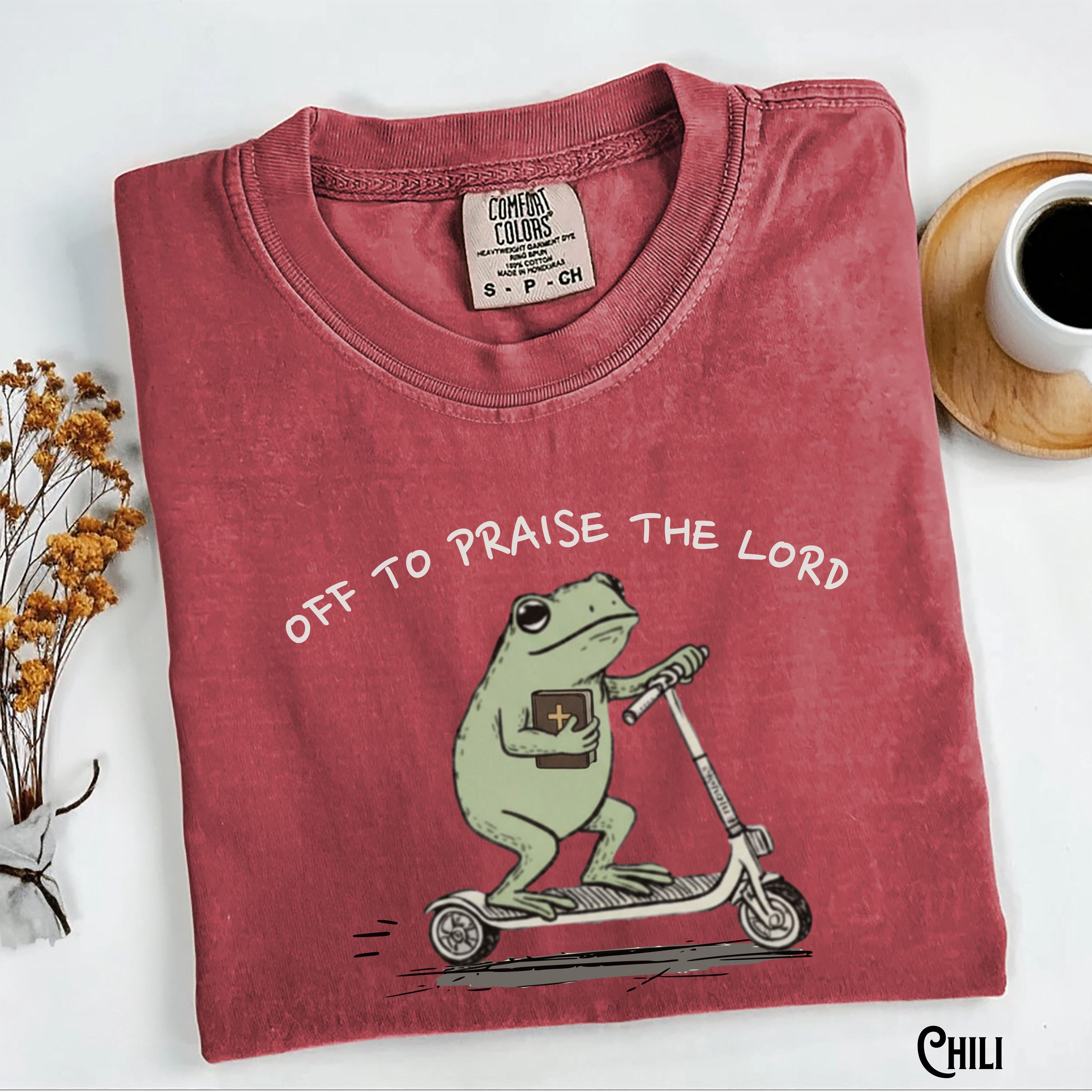 Comfort Colors Christian Garment-Dyed Tee Frog Off Praise Lord Bible Study Jesus Church Faith Humor (2)