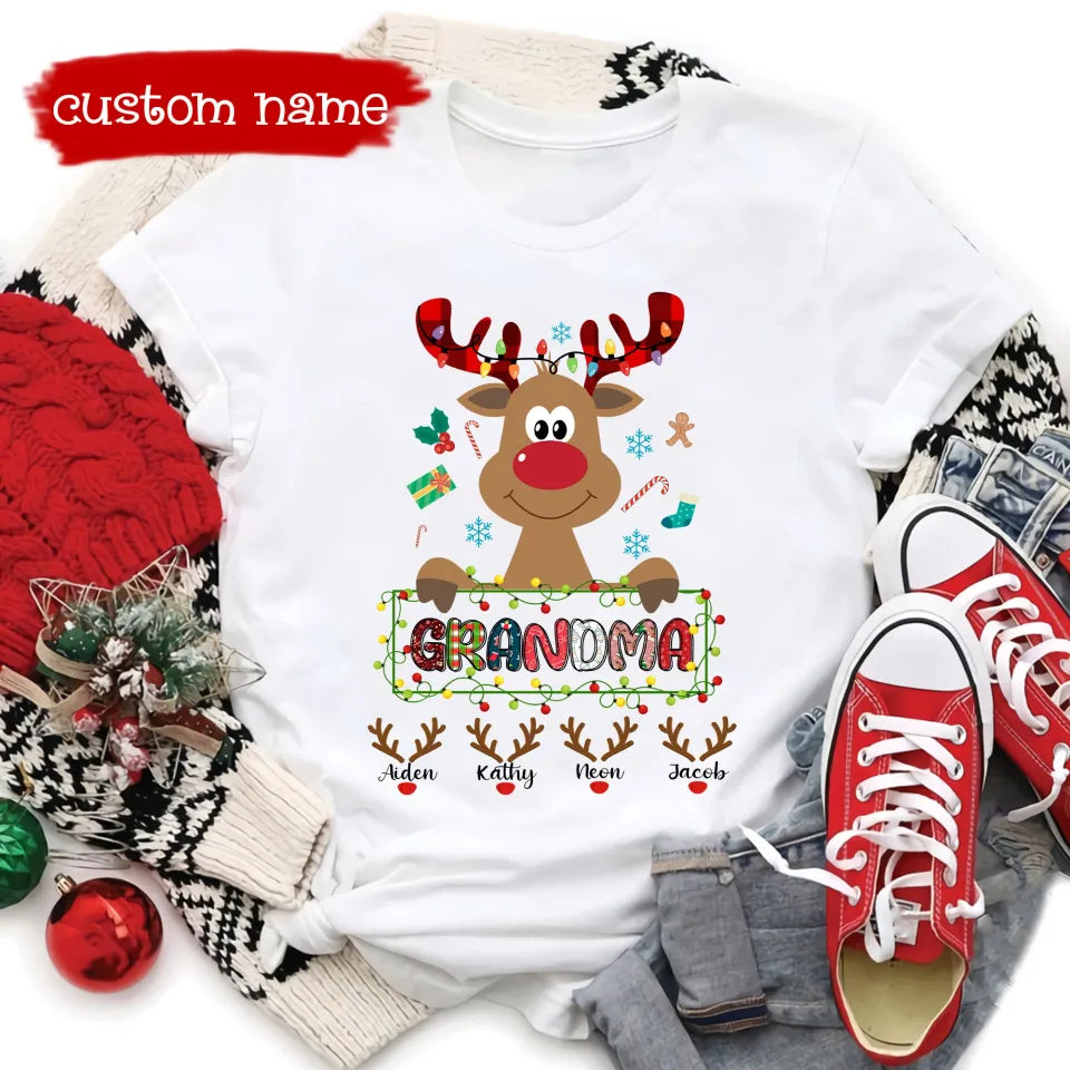 Personalized Grandma Reindeer Christmas Shirt