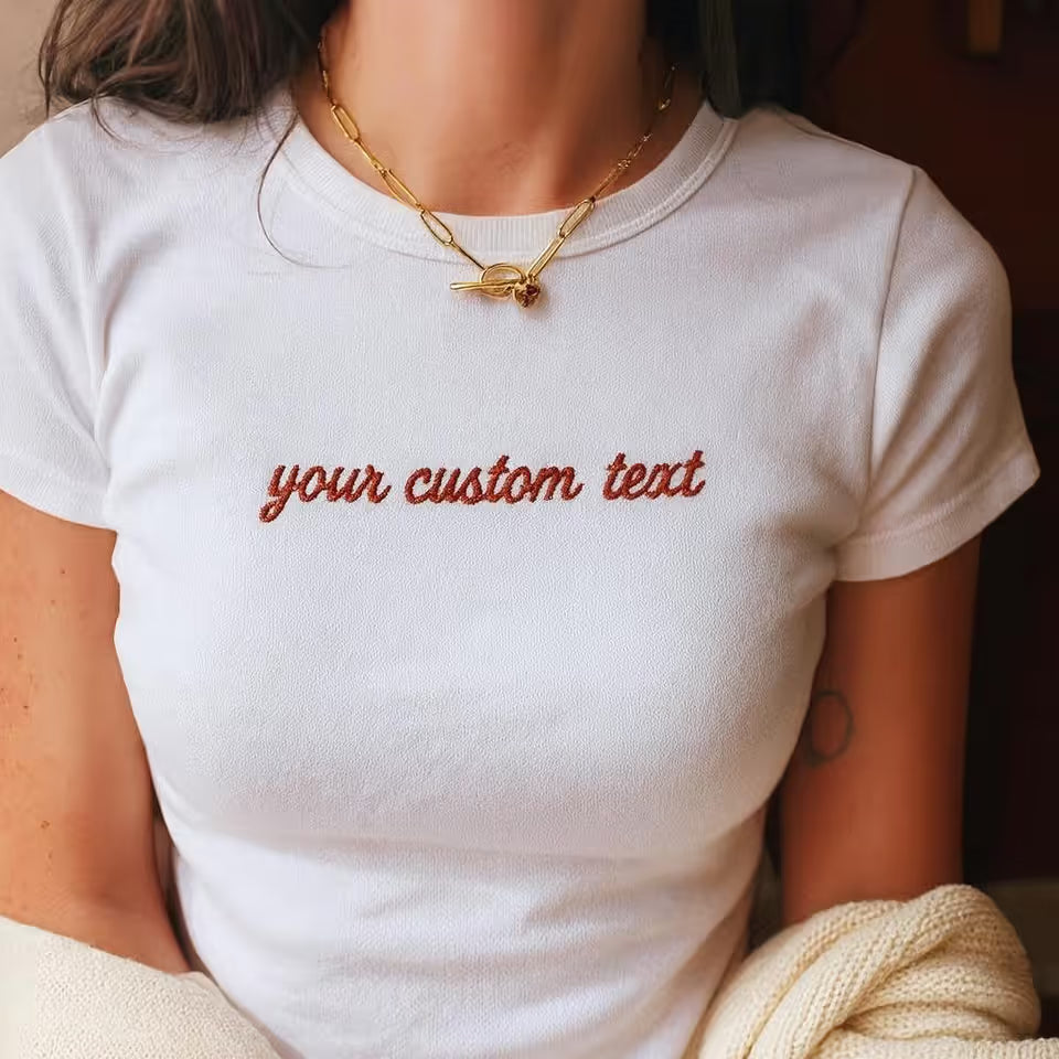 Embroidered Custom Text Baby T-Shirt for Women