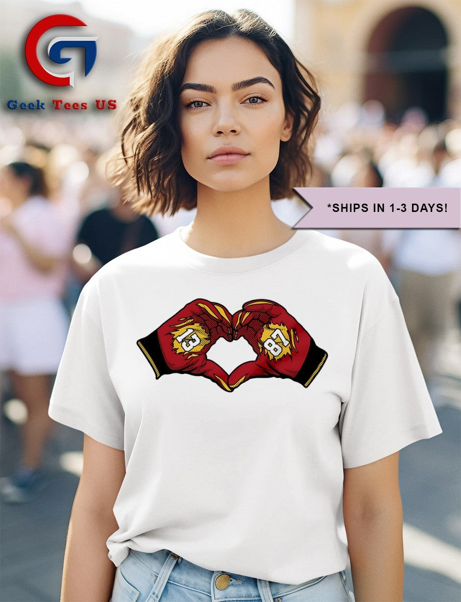 13 + 87 heart hands Taylor shirt
