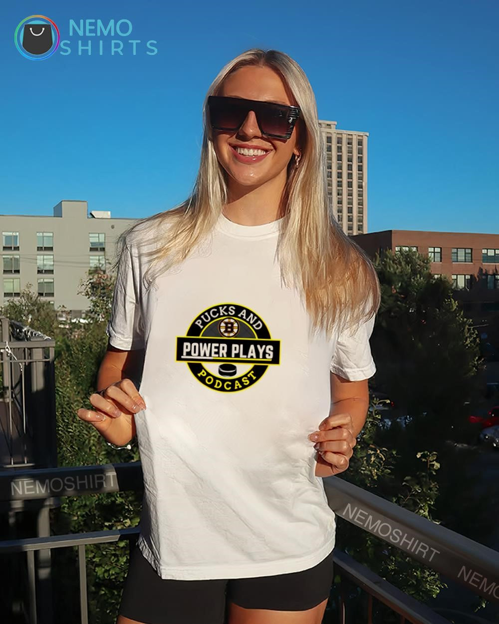 Pucks and Power Plays Boston Bruins podcast shirt