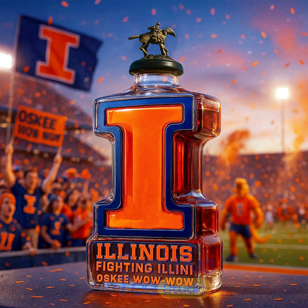 Illinois Fighting Illini ‘Oskee Wow Wow’ Whiskey Bottle