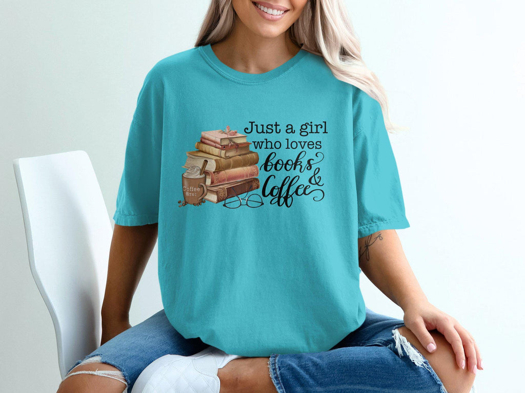 Comfort Colors Girl Loves Books Coffee Book Lover Coffee Enthusiast Tee Bookworms Reading (3)