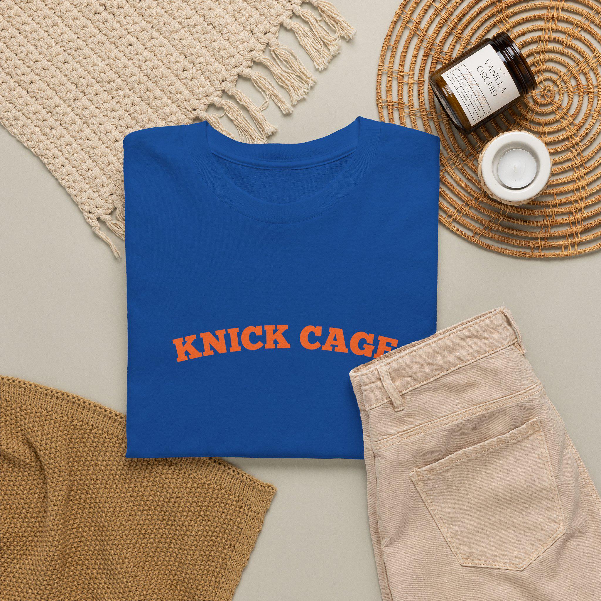 Knick Cage Tee Basketball Pun Ny Basketball Team Hoops Blue Orange Game Day Sports Fan (3)
