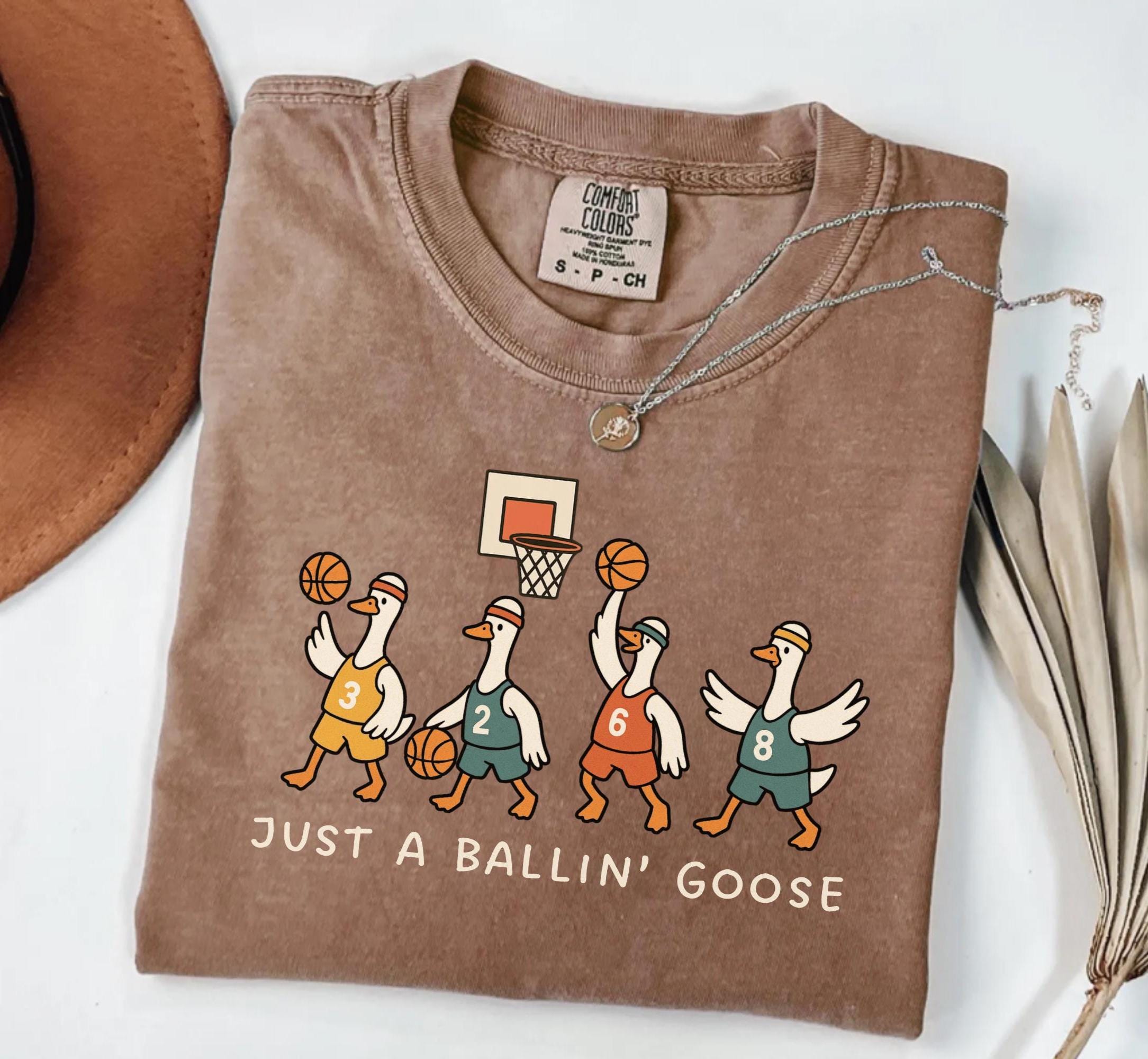 Ballin Goose Basketball Comfort Colors Basketball Sports Mom Fan Tee (3)
