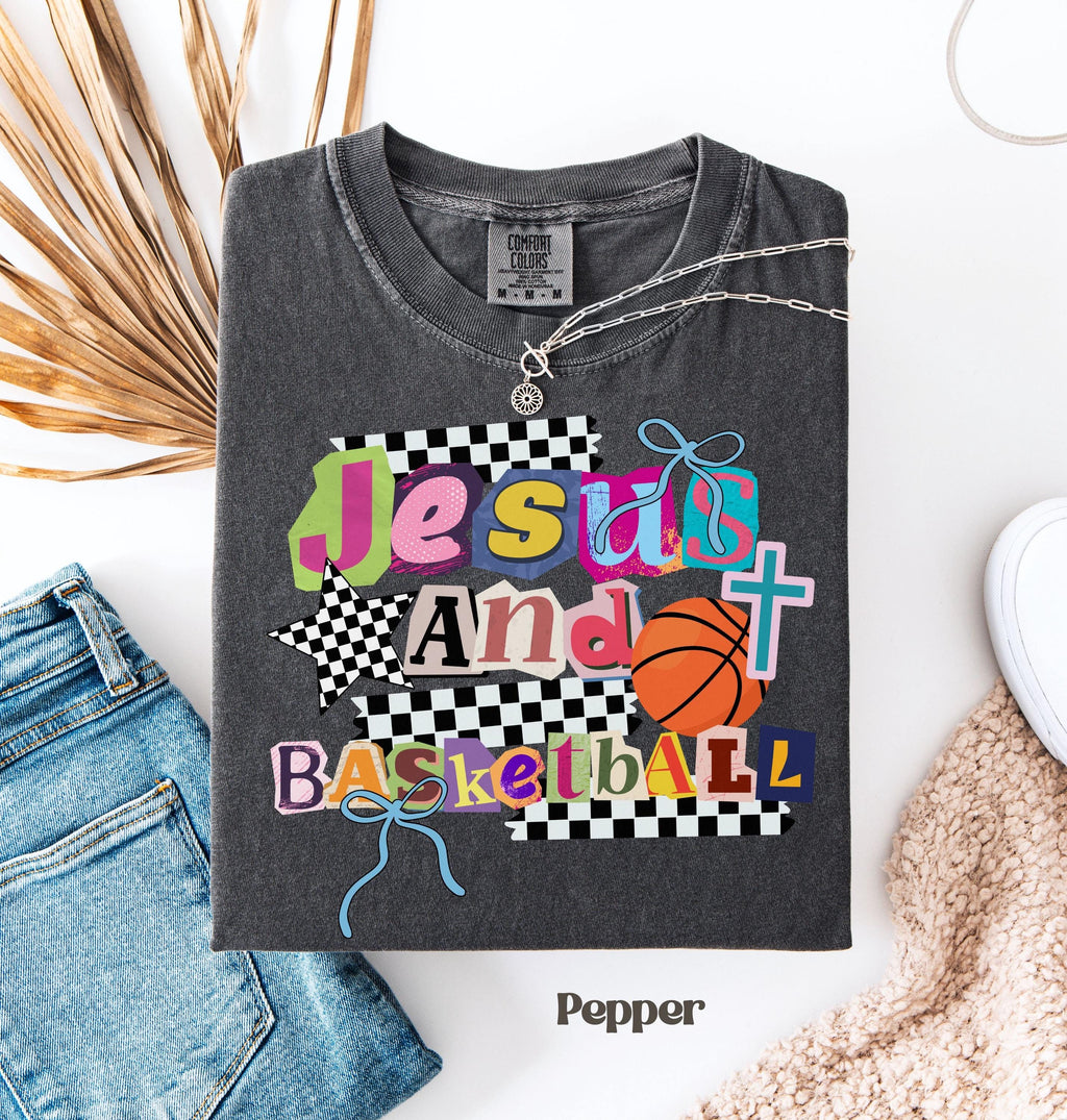 Comfort Colors Jesus Basketball Christian Basketball Mom Faith Sports Game Day Basketball (3)