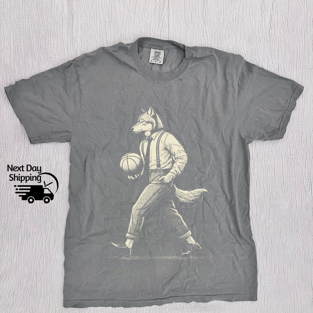 Retro Wolf Man Basketball 90s Basketball Lovers Vintage Vintage 90s Washed Distressed Basketballer (3)