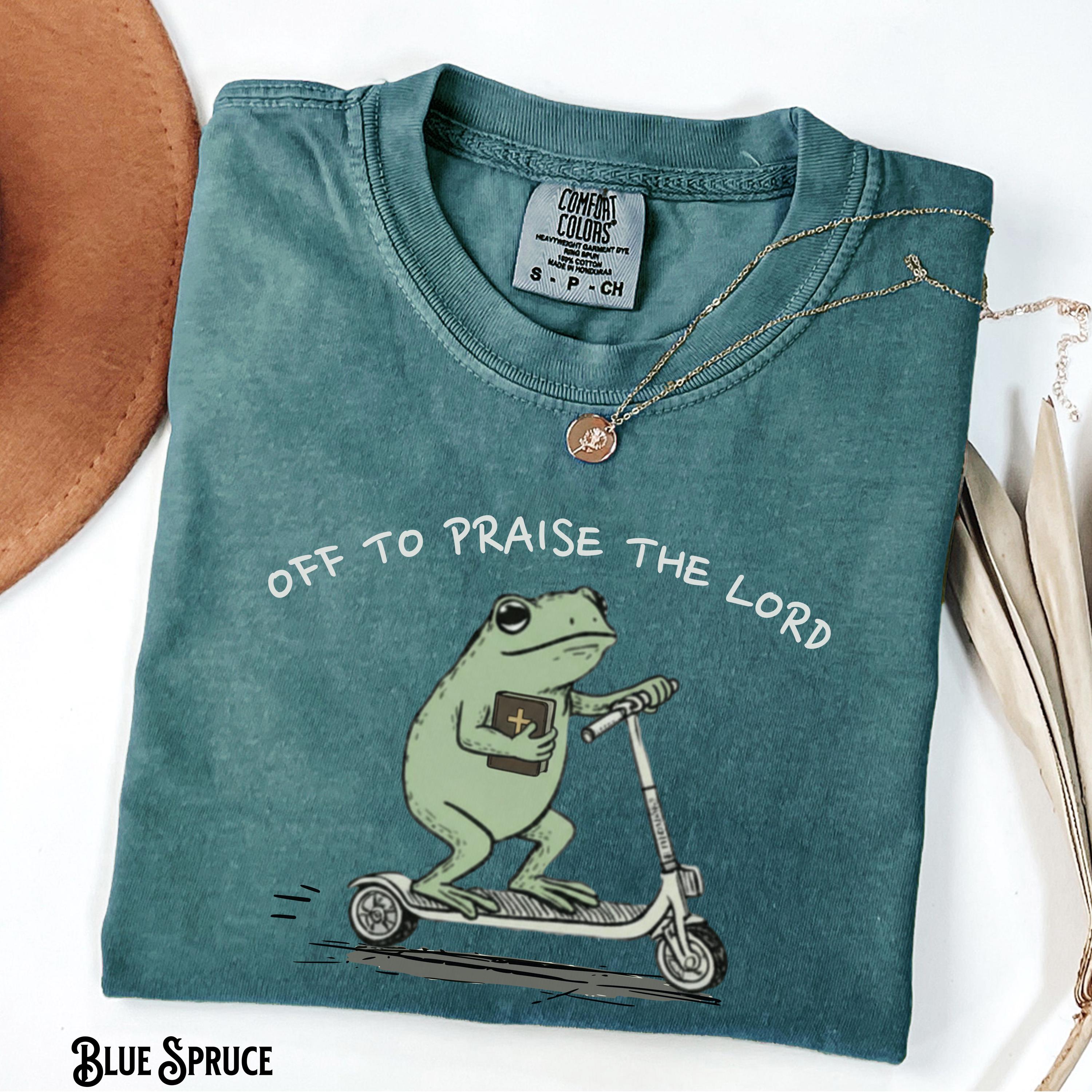 Comfort Colors Christian Garment-Dyed Tee Frog Off Praise Lord Bible Study Jesus Church Faith Humor (3)