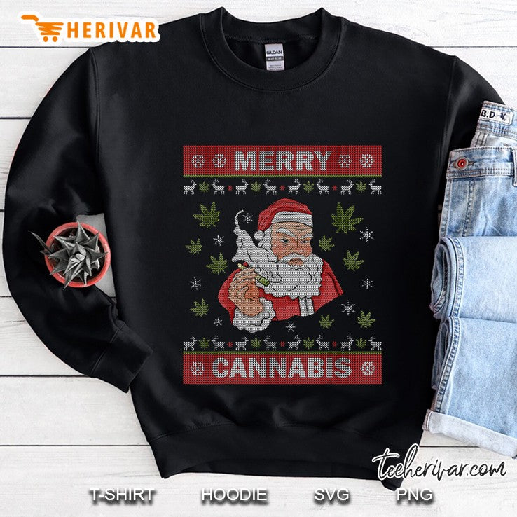 Merry Cannabis Santa Clause Weed Ugly Christmas Sweater 420