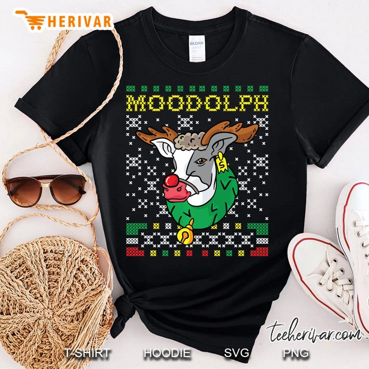 Moodolph Moo Cow Reindeer Ugly Christmas Sweater Farmer