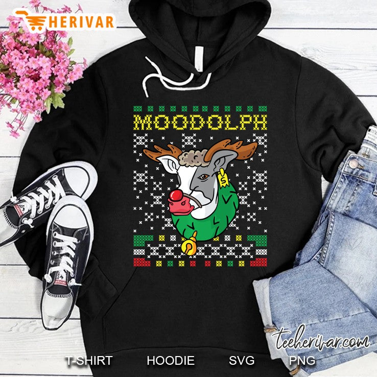 Moodolph Moo Cow Reindeer Ugly Christmas Sweater Farmer