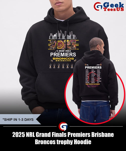 2025 NRL Grand Finals Premiers Brisbane Broncos trophy shirt