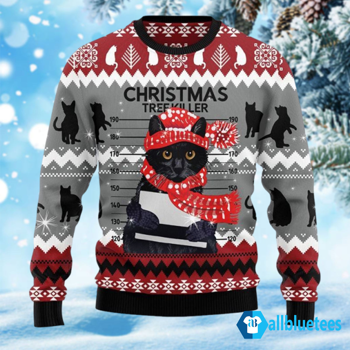2026 Cat Christmas Tree Killer Ugly Sweater
