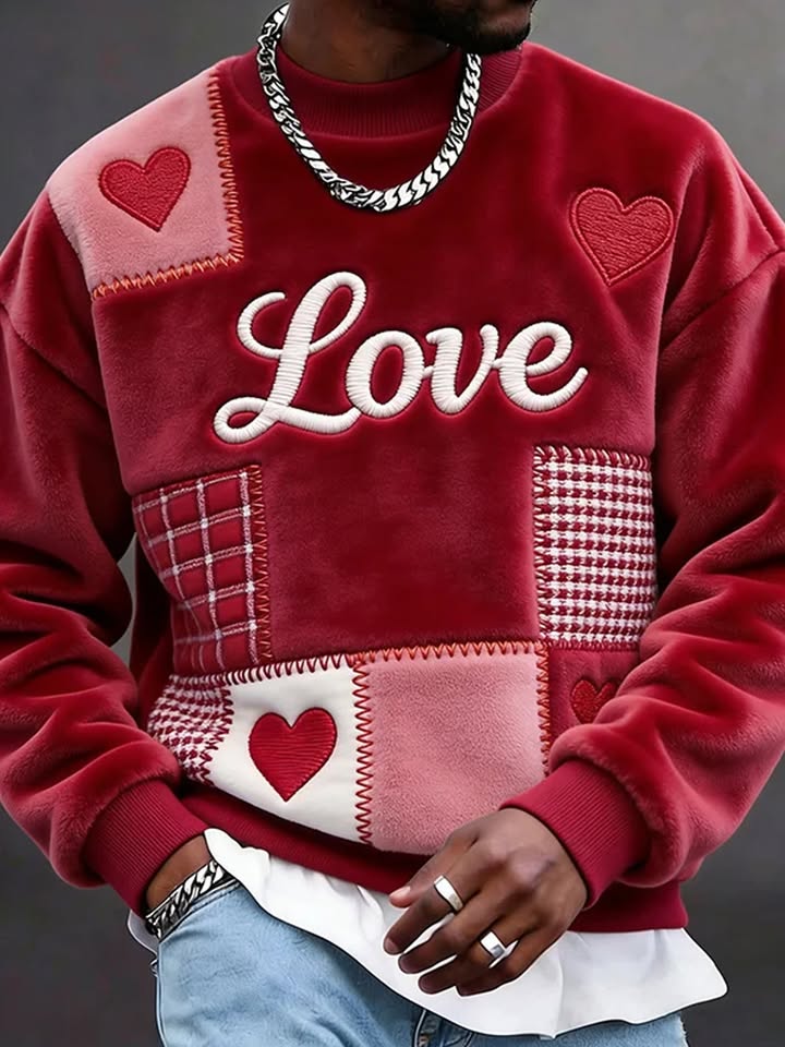 Valentine’s Day Patchwork Love Heart Sweatshirt