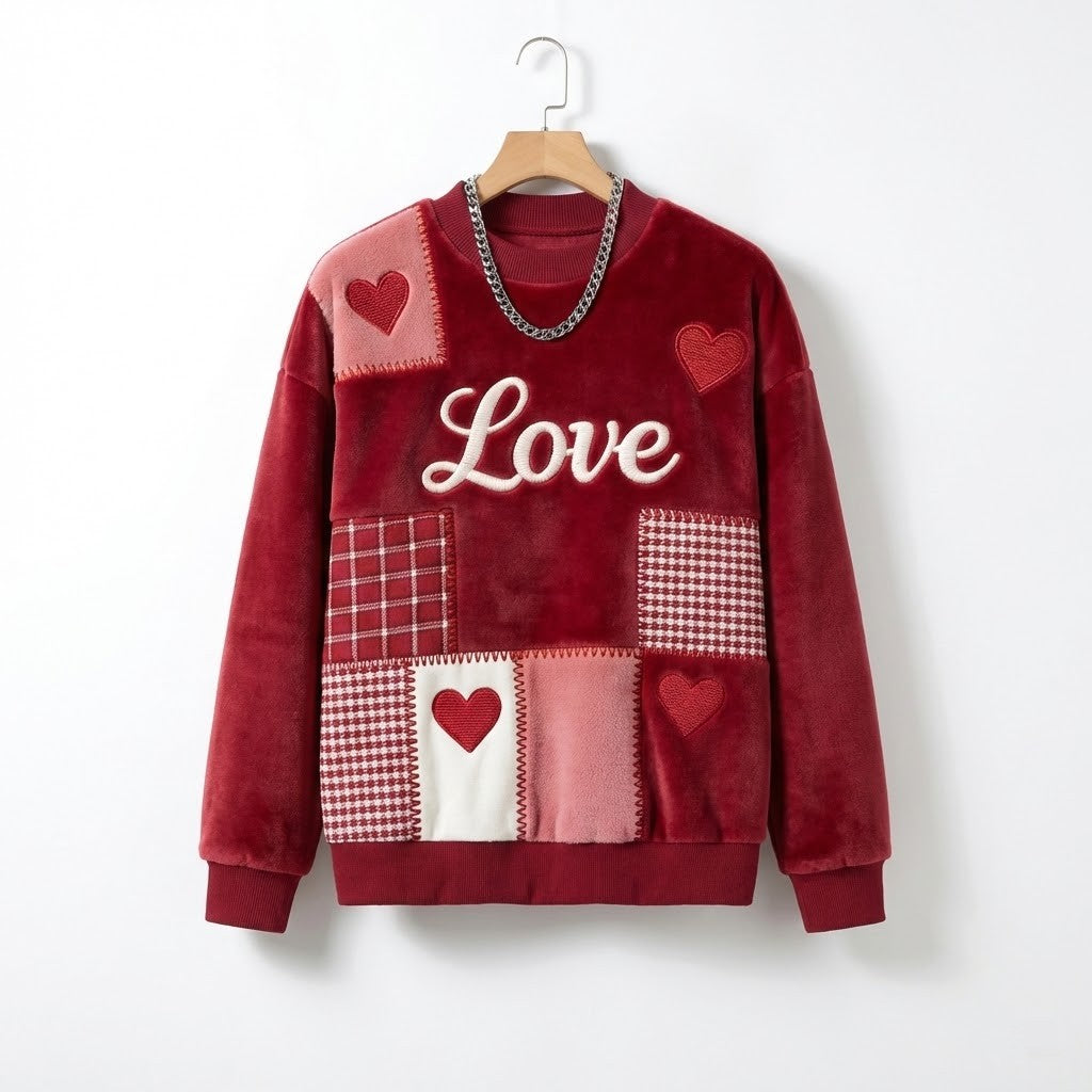 Valentine’s Day Patchwork Love Heart Sweatshirt