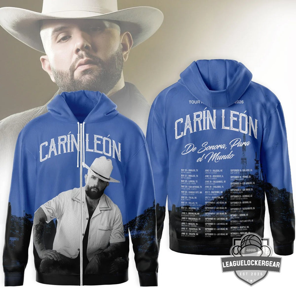Carín León Tour 2026 De Sonora Para el Mundo Zip Hoodie