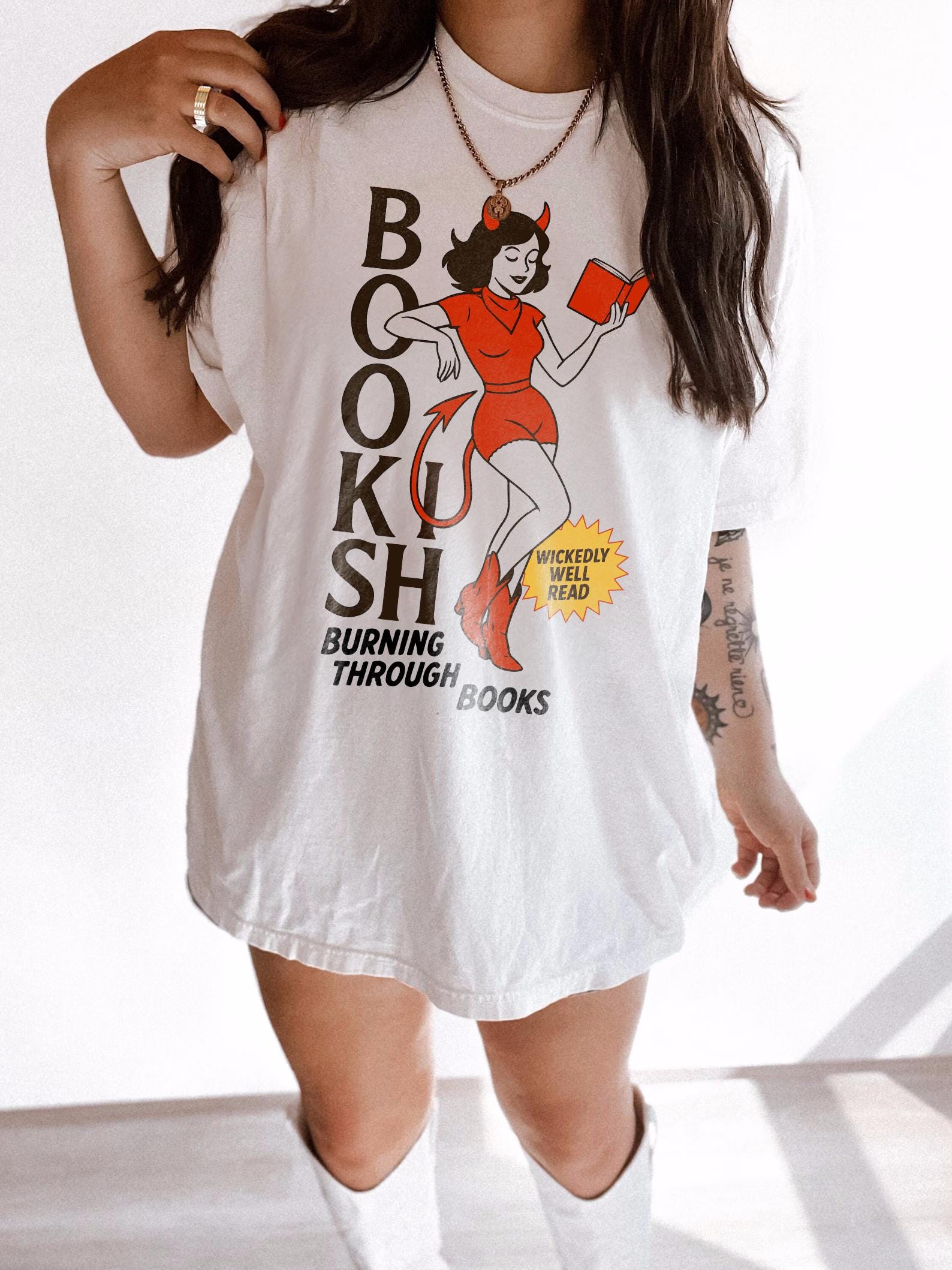 Devil Bookish Book Lover Well Read Dark Romance Books Reader Tee Read Book Club Smu (4)