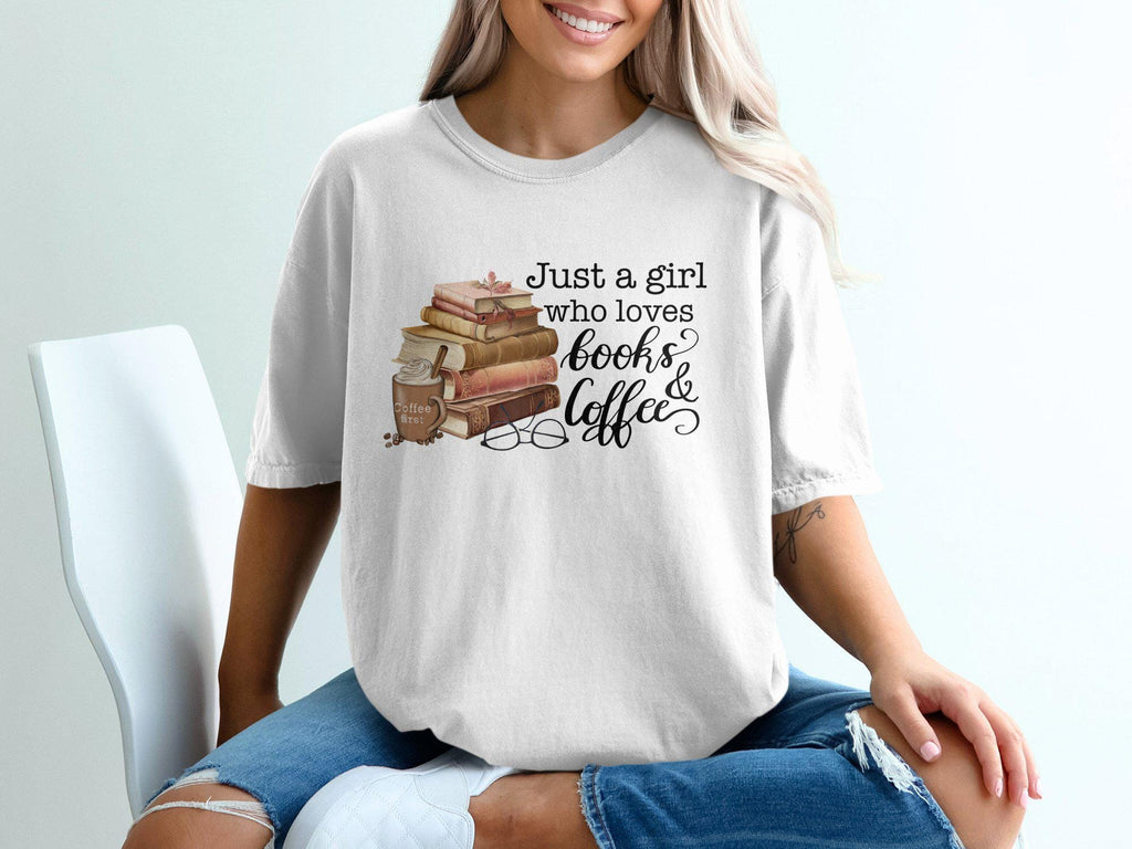 Comfort Colors Girl Loves Books Coffee Book Lover Coffee Enthusiast Tee Bookworms Reading (4)
