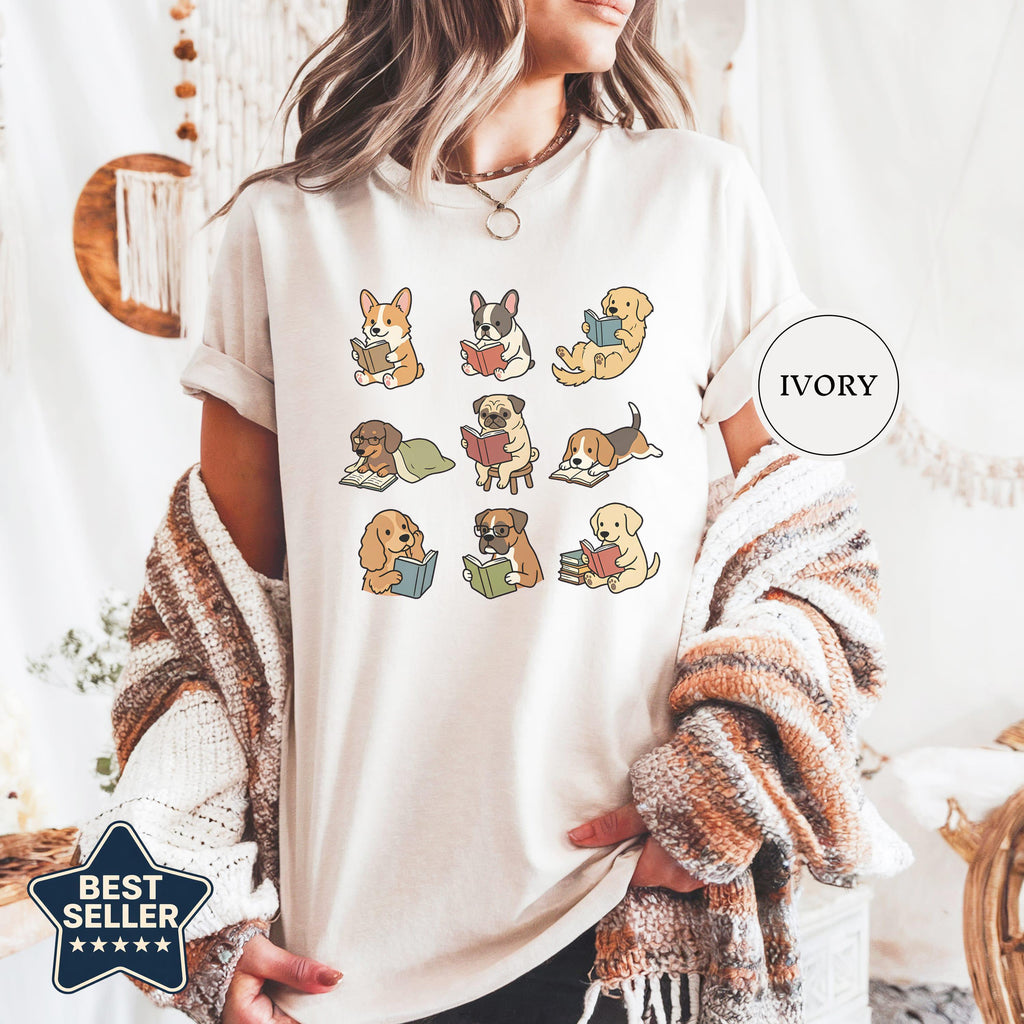 Dog Reading Dogs Books Tee Dog Lover Animal Book Lover Dog (4)