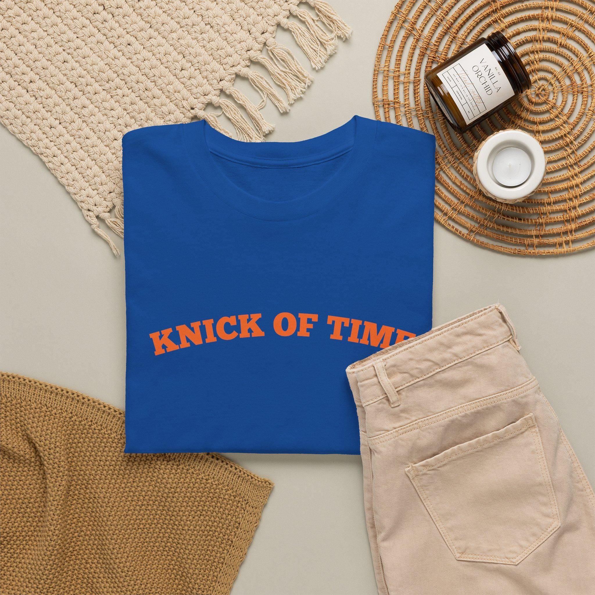 Knick Time Ny Basketball Pun Tee Sports Fan Blue Orange Game Day Retro Pop Culture (4)