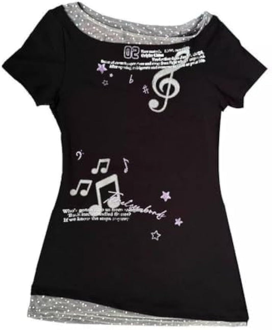 Grunge Emo Goth Shirts Y2k Guitar Graphic Tees for Women Punk Baby Crop Tees Short Sleeve Tshirt Going Out Top