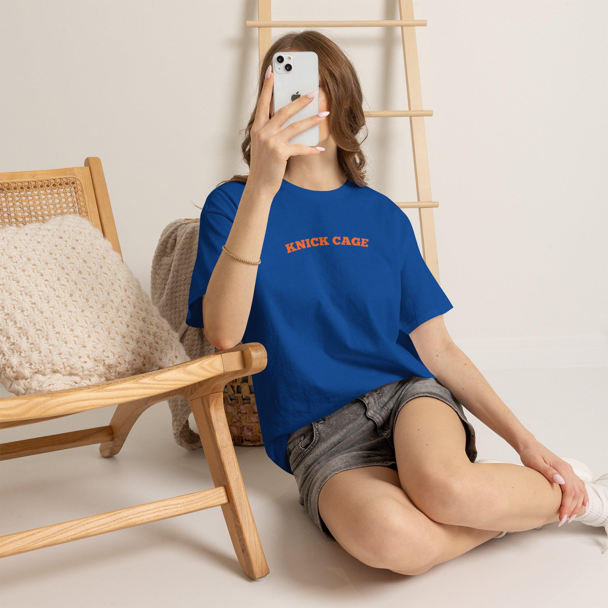 Knick Cage Tee Basketball Pun Ny Basketball Team Hoops Blue Orange Game Day Sports Fan (5)