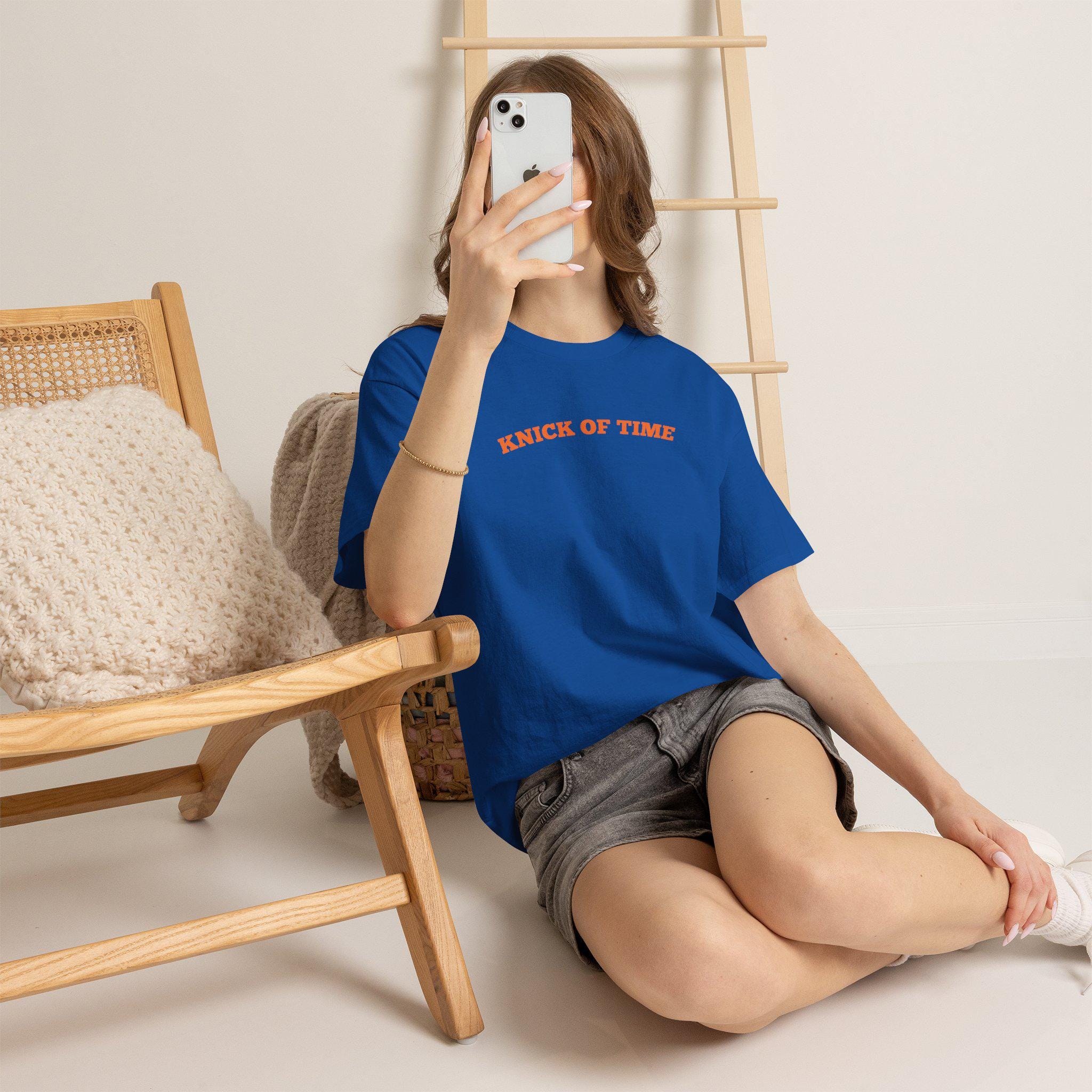 Knick Time Ny Basketball Pun Tee Sports Fan Blue Orange Game Day Retro Pop Culture (5)