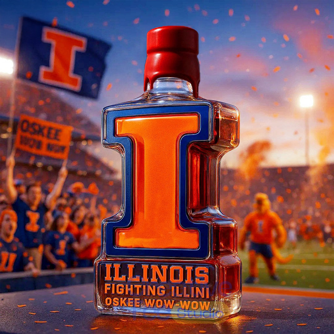 Illinois Fighting Illini ‘Oskee Wow Wow’ Whiskey Bottle