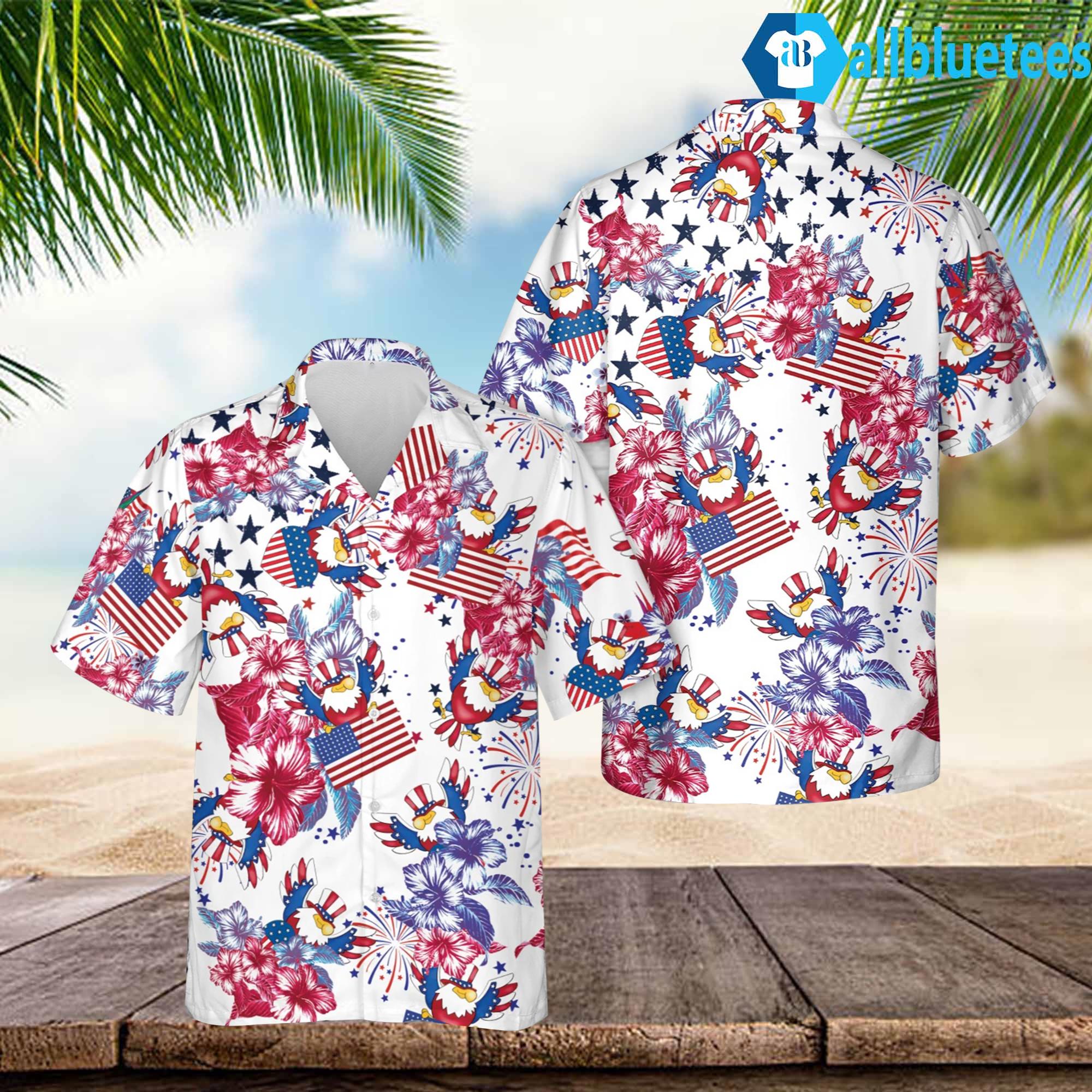4th Of July Eagle Flower Hawaiian Shirt