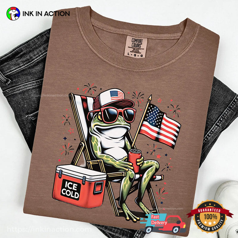 4th Of July Frog Drinking Beer Comfort Colors Tee
