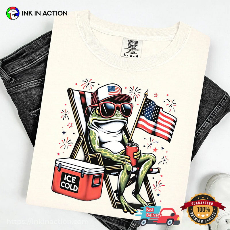4th Of July Frog Drinking Beer Comfort Colors Tee