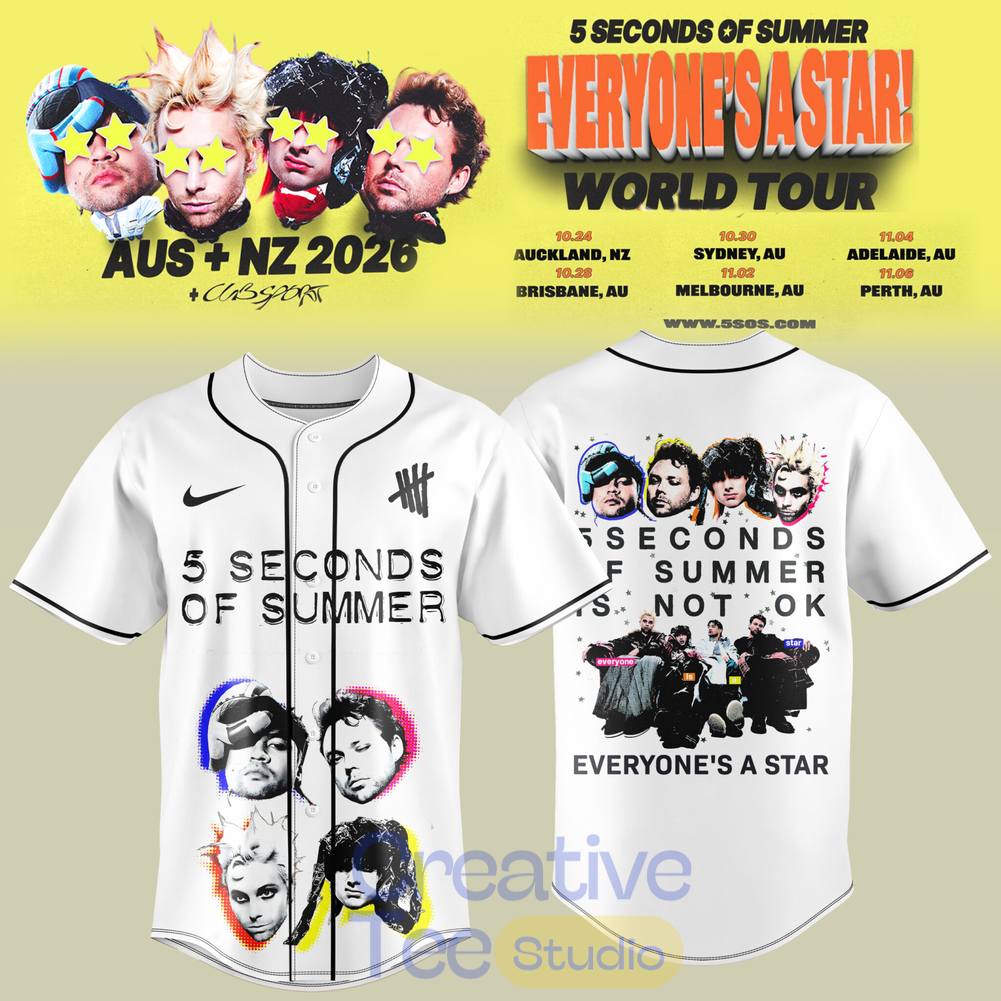 5 Seconds of Summer Everyone’s A Star! World Tour 2026 Special Baseball Jersey