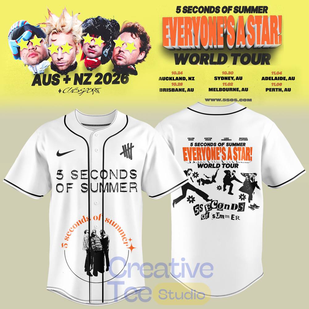 5 Seconds of Summer Everyone’s A Star! World Tour 2026 Special Baseball Jersey