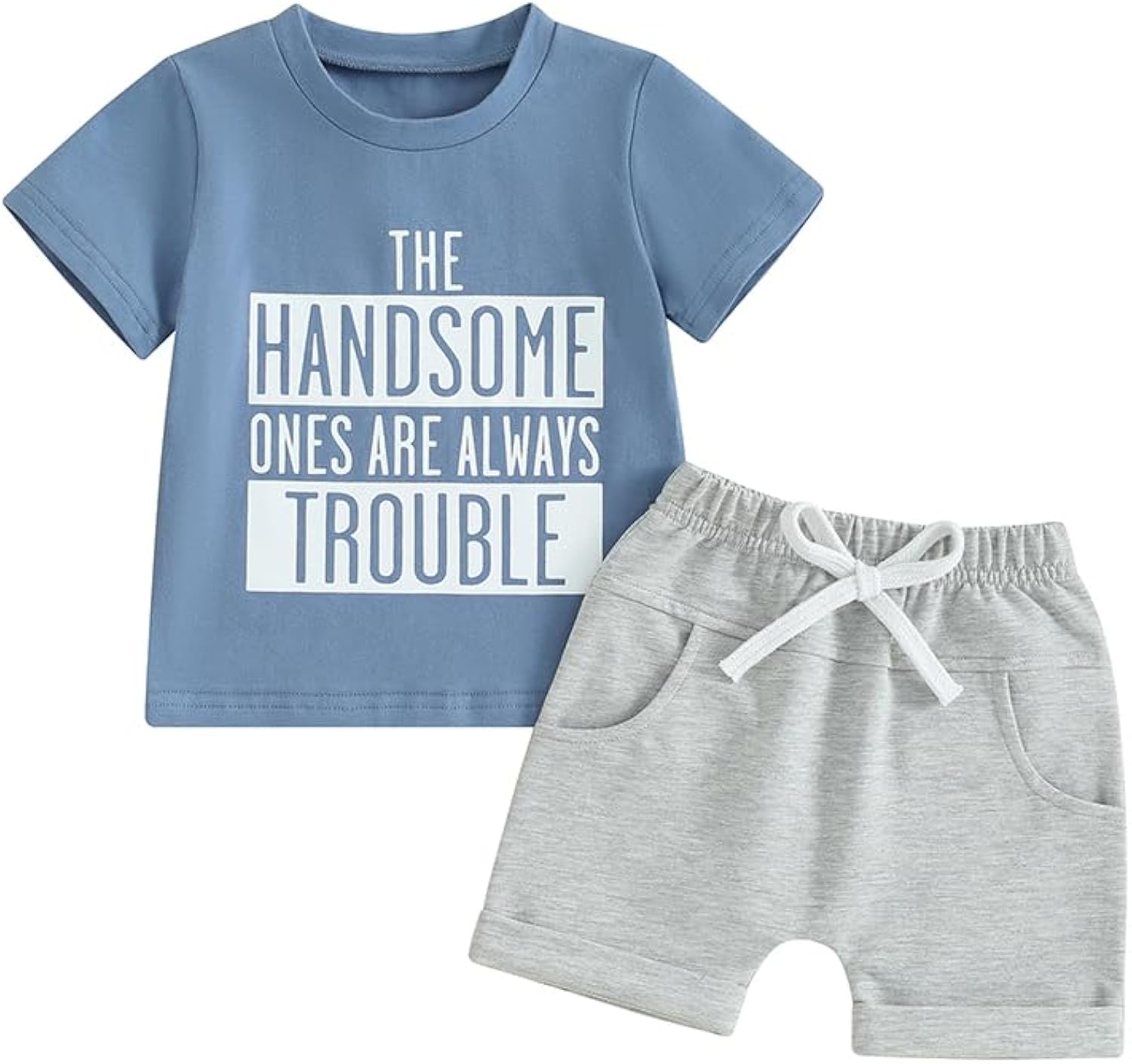 Toddler Baby Boy Summer Outfit Short Sleeve Letter Print T Shirt Top and Casual Shorts Set Cute Infant Newborn Clothes
