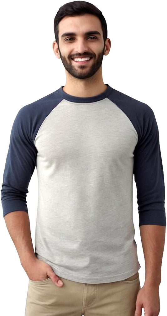 Men's Baseball T-Shirts 3/4 Sleeve Crew Neck Casual Soft Vintage Workout Athletic Classic Fitted Tee Shirt