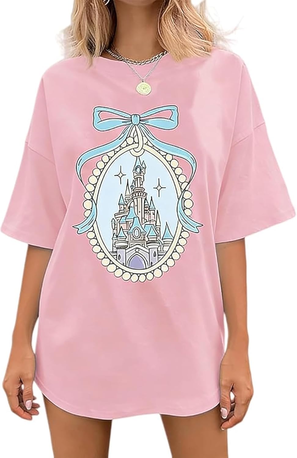 Magic Kingdom Shirts for Women Castle Graphic Print T-Shirt Family Holiday Vacation Short Sleeve Oversized Tee Top