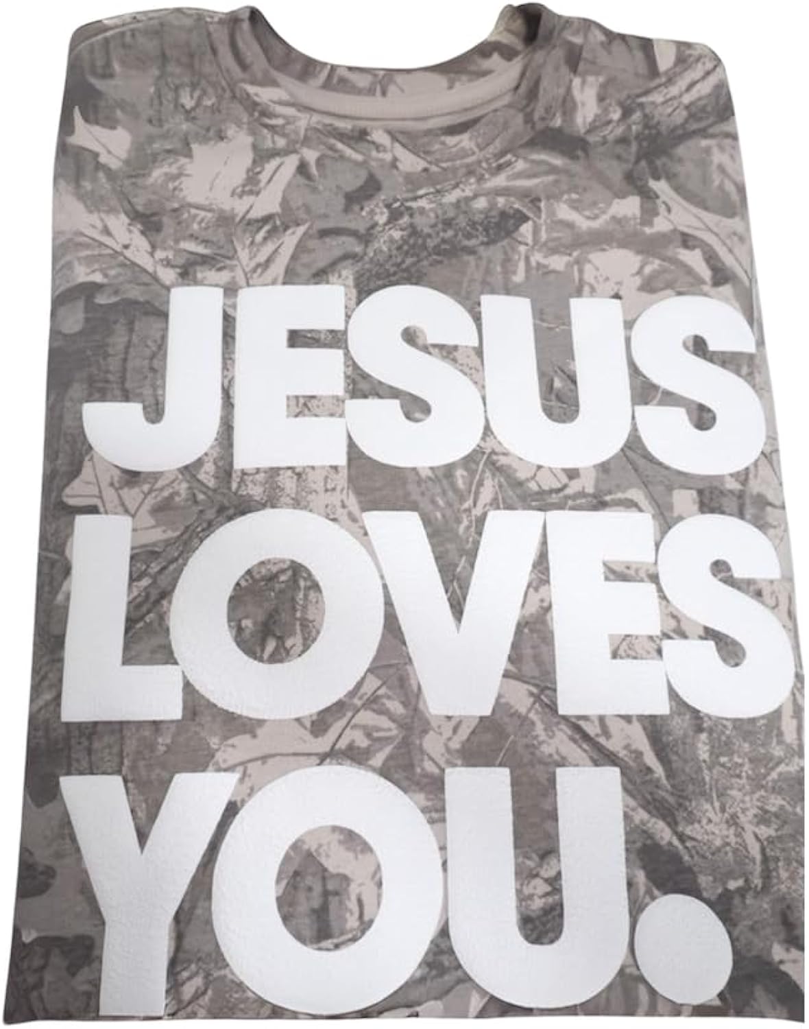 Camo Oversized T-Shirt – “Jesus Loves You” Puff Letter Effect | Streetwear Faith Tee