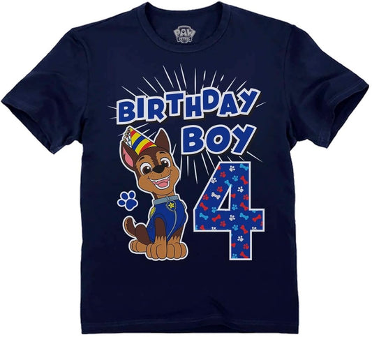 Chase 4th Birthday Shirt for Boys - Toddler Paw Patrol Party Outfit - T-Shirt Gift for 4 Year Old