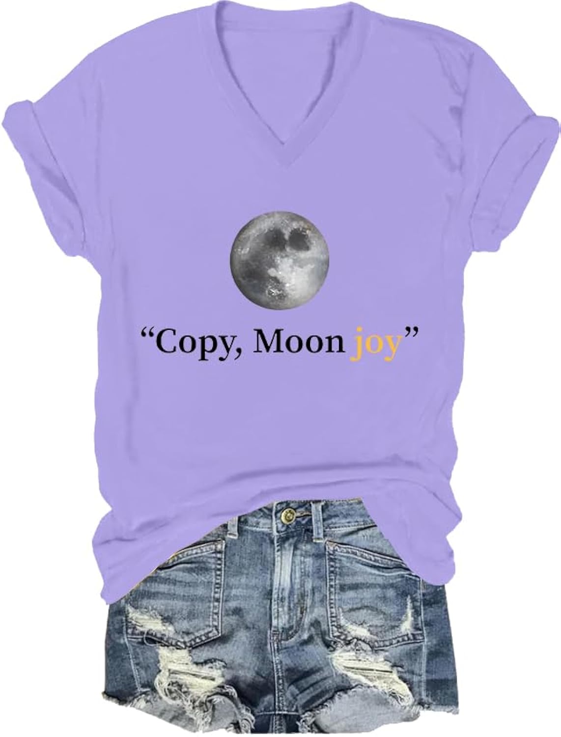 Copy Moon Joy T-Shirt, Aesthetic Moon Graphic Tee, Minimalist Artistic Quote Shirt Women Men
