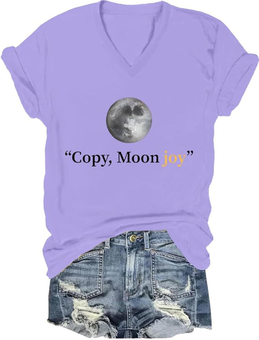 Copy Moon Joy T-Shirt, Aesthetic Moon Graphic Tee, Minimalist Artistic Quote Shirt Women Men