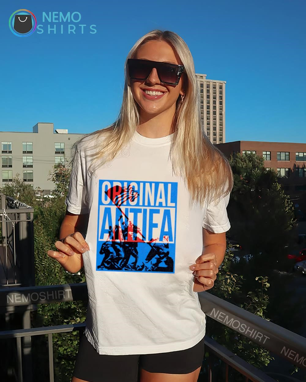 Original Antifa U.S. flag on Iwo Jima World War II shirt